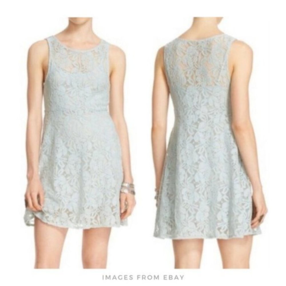 Free People ▪ Dreamy Mint Miles of Lace Fit & Flare Dress Overlay (No Slip)